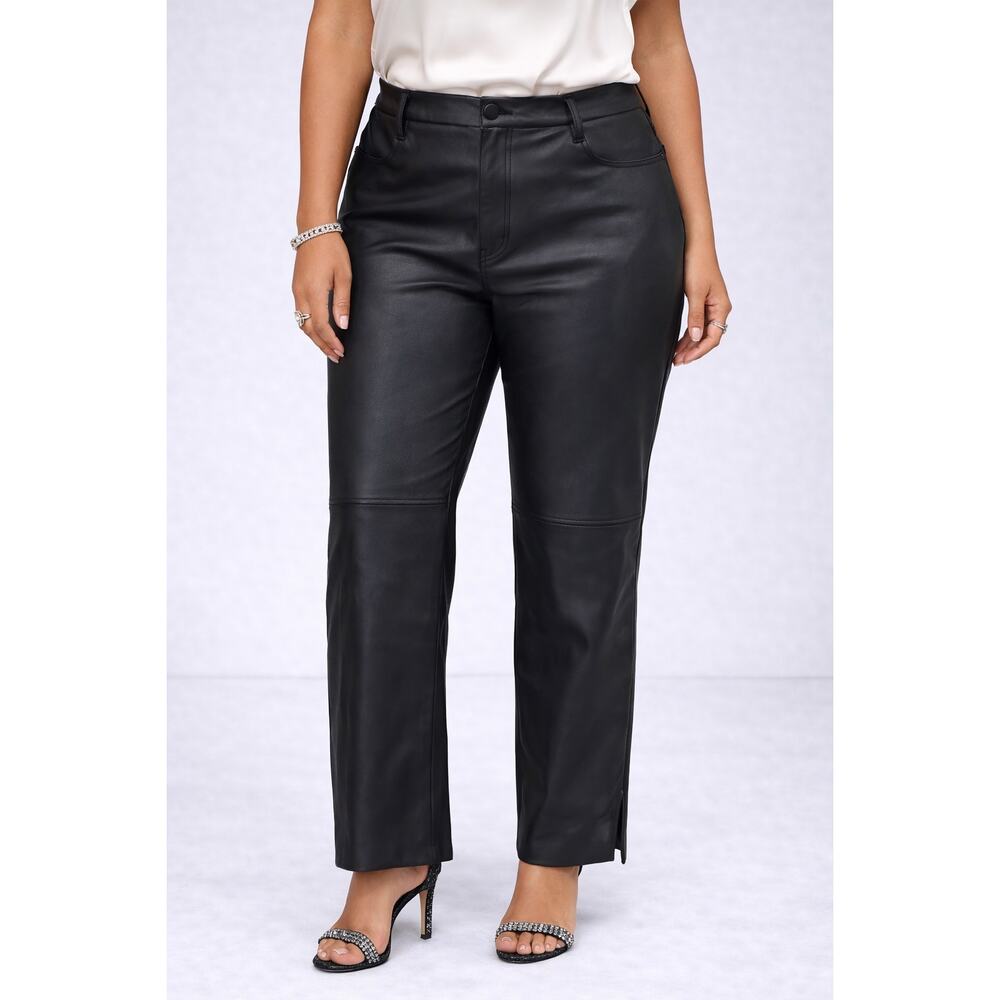 Women's Good American Faux Leather Good Boyfriend Pants - Black - Size 18 NWT